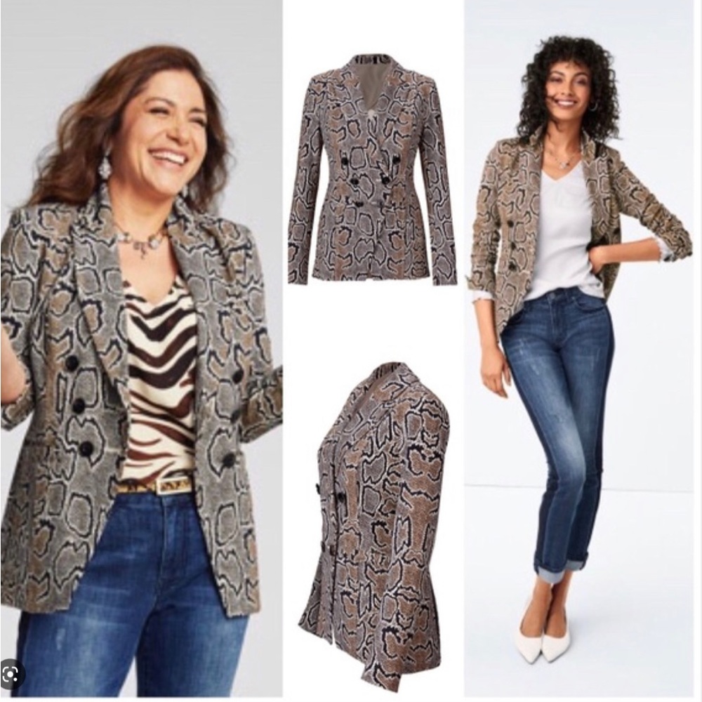 New- Cabi Python Blazer Snakeskin Animal Print Bl… - image 1